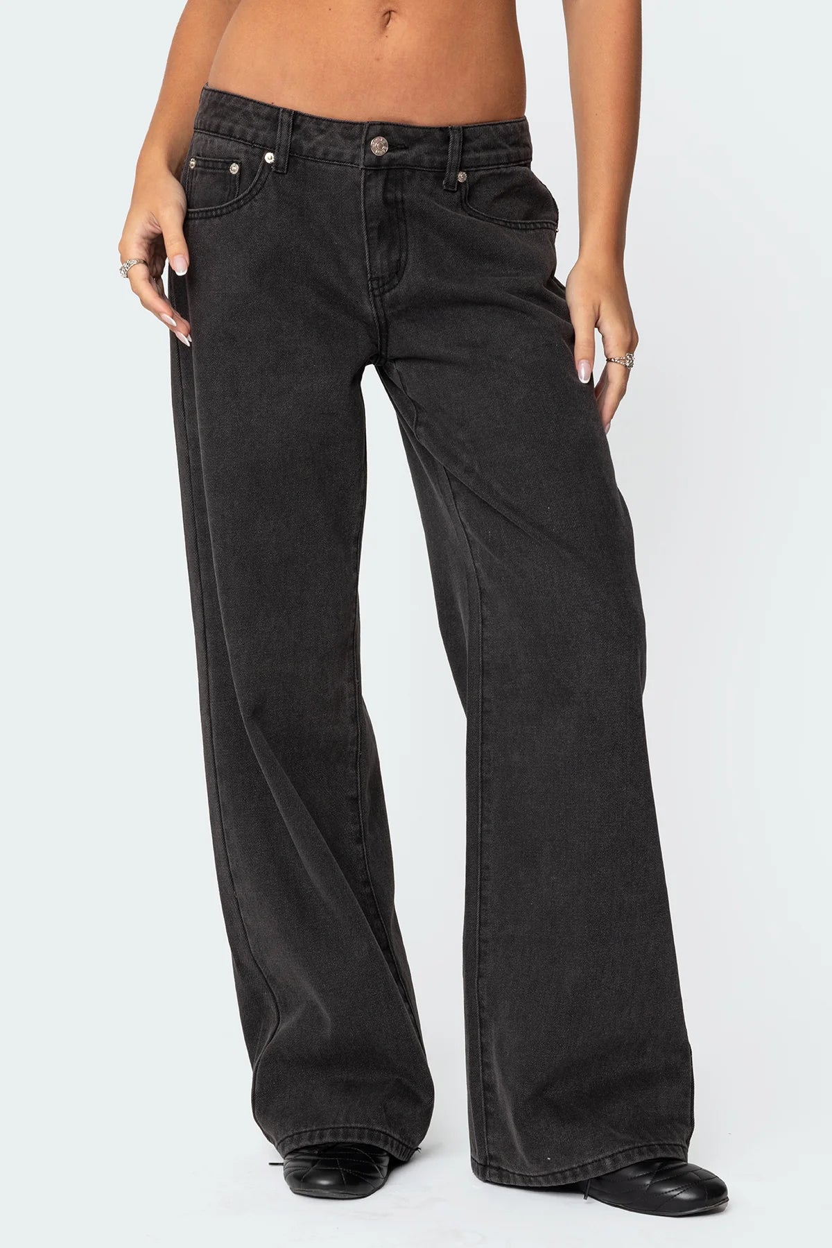 Pink Bow Relaxed Black Jeans