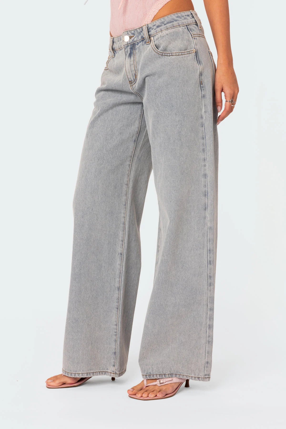 Pink Bow Relaxed Light Blue Jeans